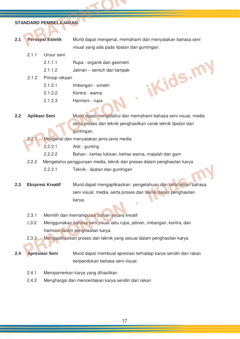 Pratonton muka 33 lembaran Modul Seni Visual — Pendidikan Kesenian Tahun 3