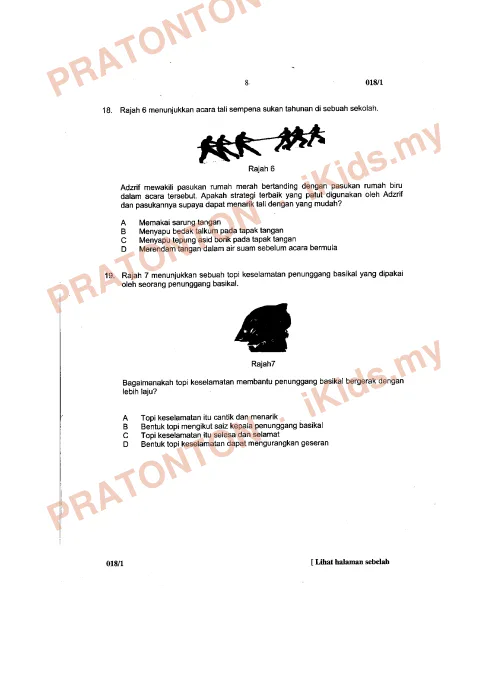 Pratonton muka 9 lembaran Modul Simulasi UPSR Johor 2018 — Sains Kertas 1 (Set 1) — Sains Tahun 6