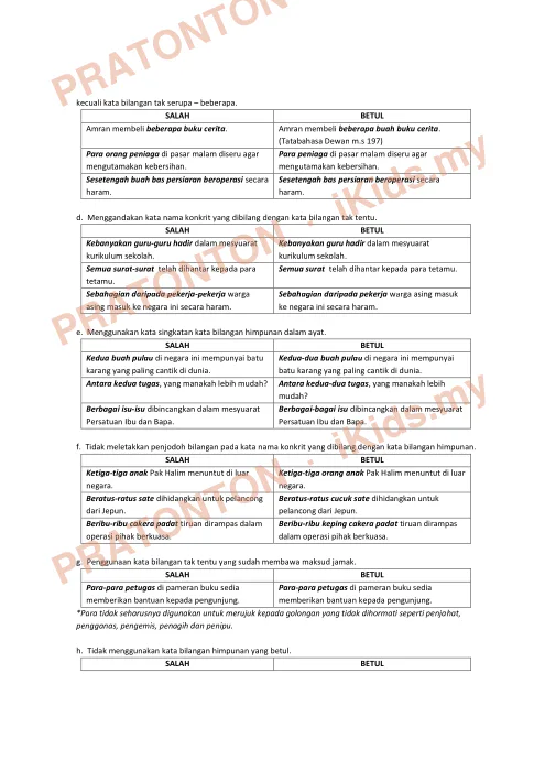Pratonton muka 2 lembaran Modul Tatabahasa 3 — Kata Bilangan — Bahasa Melayu Tahun 6