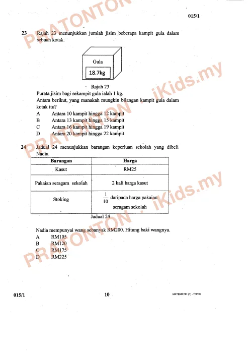 Pratonton muka 10 lembaran Modul TOP 3 (S2) Matematik Tahun 6 — Kertas 1 — Matematik Tahun 6