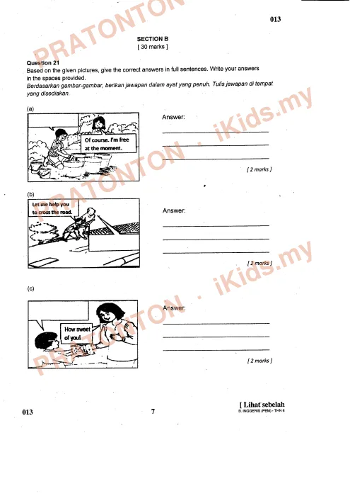 Pratonton muka 7 lembaran Modul TOP 3 (S2) Tahun 6 — Bahasa Inggeris Pemahaman — Bahasa Inggeris Tahun 6