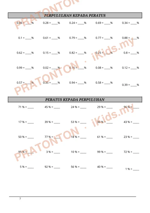 Pratonton muka 7 lembaran Modul Ulang Kaji Cuti Sekolah — Latihan Pembahagian — Matematik Tahun 6