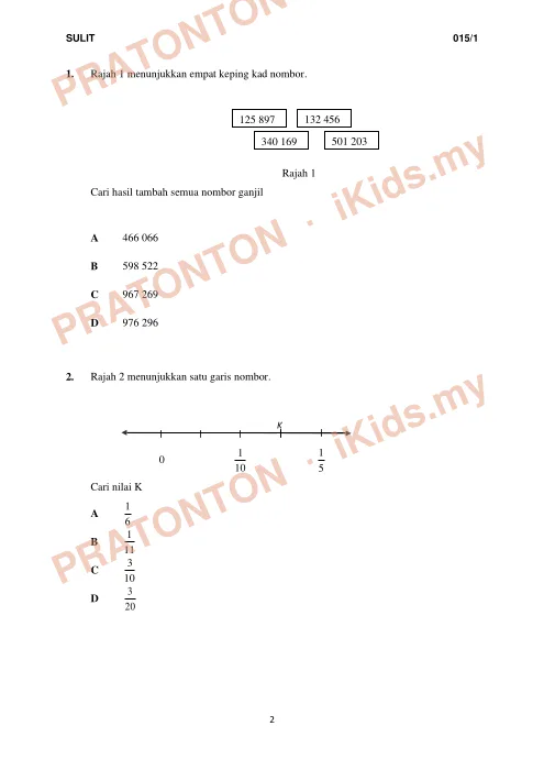 Pratonton muka 1 lembaran Modul Ulang Kaji Matematik Tahun 6 — Cuti Pertengahan Tahun 2018 (Set 2) — Matematik Tahun 6