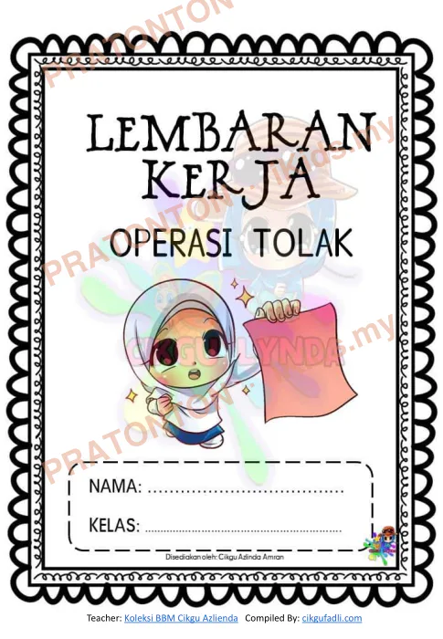 Pratonton muka 1 lembaran Lembaran Kerja Operasi Tolak — Matematik Tahun 1