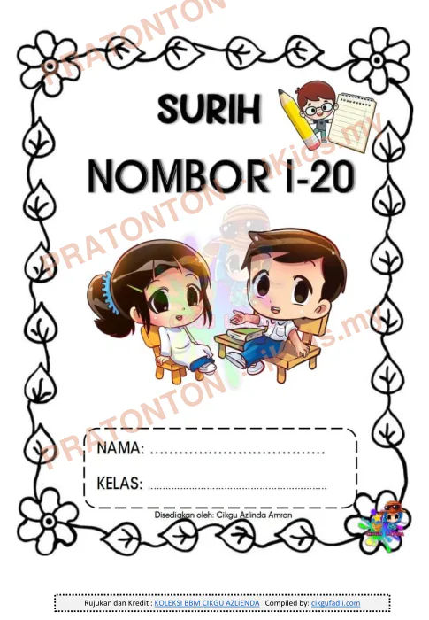 Pratonton muka 1 lembaran Surih Nombor - Cikgu Azlienda — Matematik Tahun 1