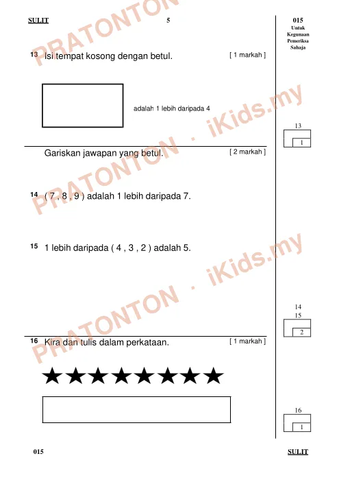 Pratonton muka 6 lembaran NAMA : — Matematik Tahun 1