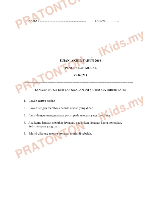 Pratonton muka 1 lembaran NAMA : ............................................................... — Bahasa Inggeris Tahun 3
