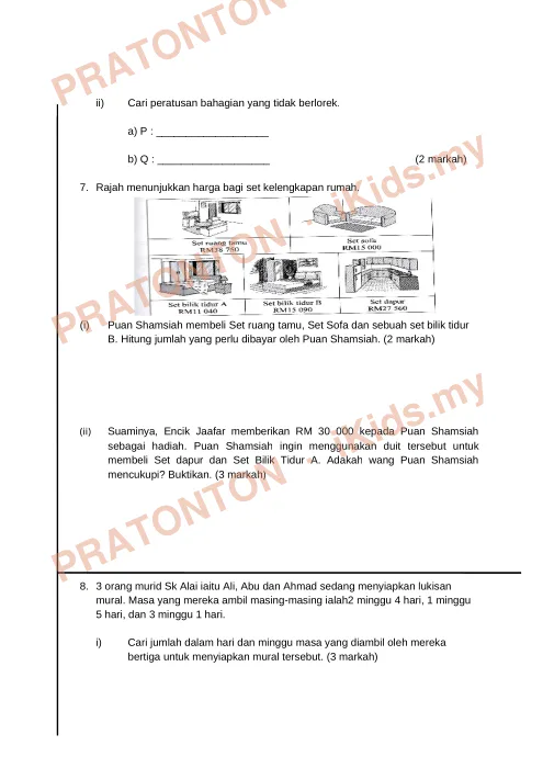 Pratonton muka 5 lembaran Nama ……………………………………………………… — Matematik Tahun 4