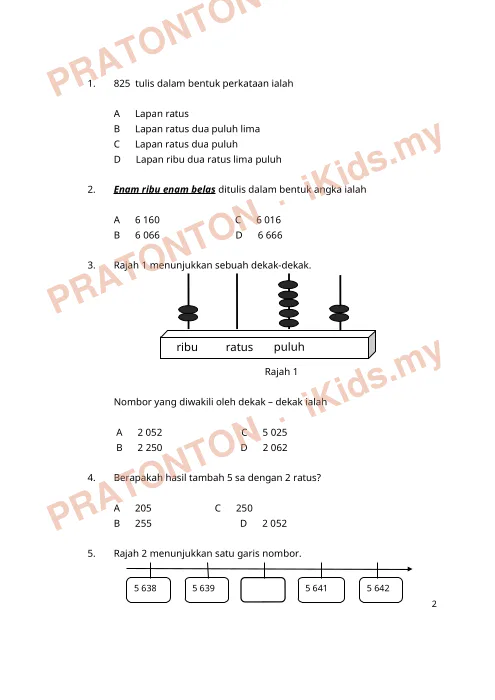 Pratonton muka 1 lembaran Nombor dalam Perkataan — Matematik Tahun 3