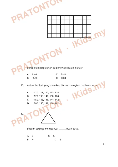 Pratonton muka 6 lembaran Nombor dalam Perkataan — Matematik Tahun 3