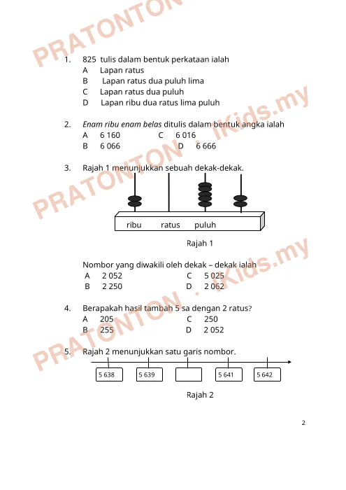 Pratonton muka 1 lembaran Nombor dalam Perkataan — Matematik Tahun 3