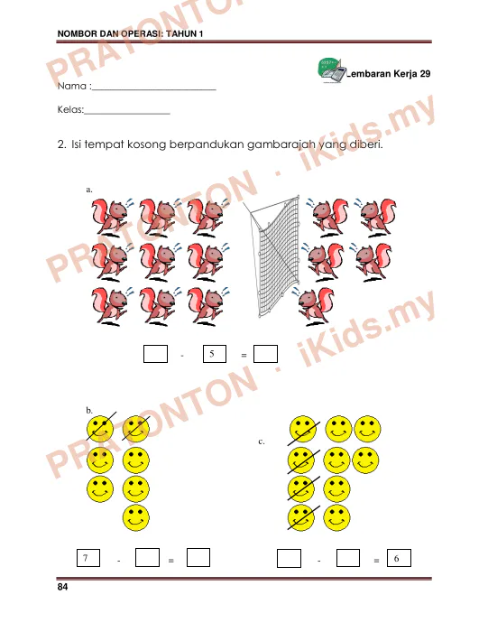 Pratonton muka 84 lembaran NOMBOR DAN OPERASI: TAHUN 1 — Matematik Tahun 1
