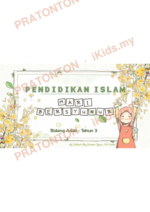 Pratonton muka 1 lembaran Nota Adab 1 — Pendidikan Islam Tahun 3