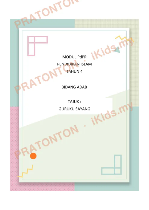 Pratonton muka 1 lembaran Nota Adab — Pendidikan Islam Tahun 4