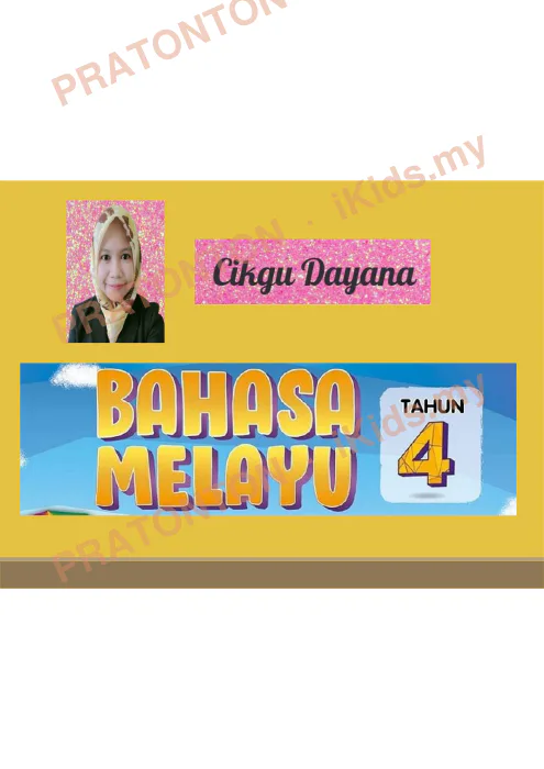 Pratonton muka 1 lembaran Nota Bahasa Melayu — Bahasa Melayu Tahun 4
