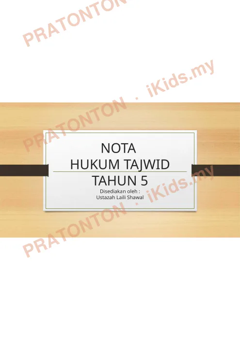 Pratonton muka 1 lembaran Nota Hukum Tajwid Tahun 5 — Pendidikan Islam Tahun 5