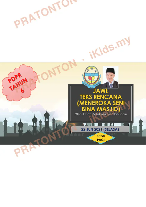 Pratonton muka 1 lembaran Nota Jawi Tahun 6 - 1 — Jawi Tahun 6