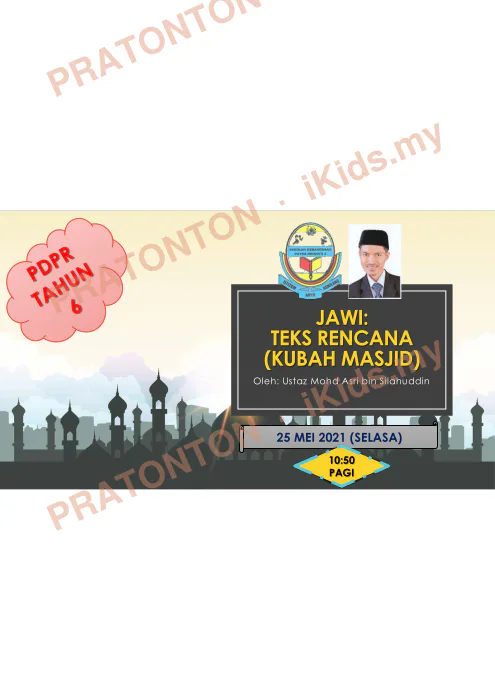 Pratonton muka 1 lembaran Nota Jawi Tahun 6 - 2 — Jawi Tahun 6
