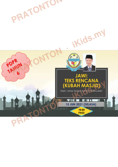 Pratonton muka 1 lembaran Nota Jawi Tahun 6 - 3 — Jawi Tahun 6