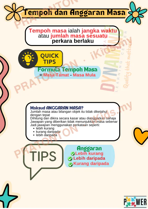 Pratonton muka 1 lembaran Nota Matematik Tahun 4, 5 dan 6 — Masa dan Waktu — Matematik Tahun 6