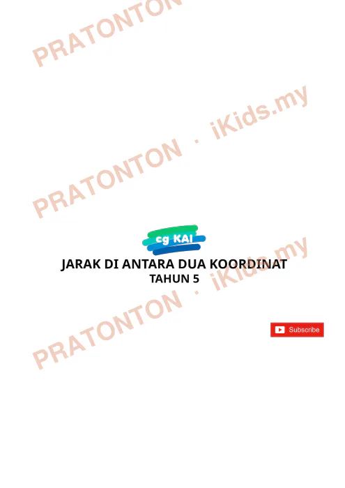 Pratonton muka 1 lembaran Nota Matematik Tahun 5 — Jarak Di Antara Dua Koordinat — Matematik Tahun 5