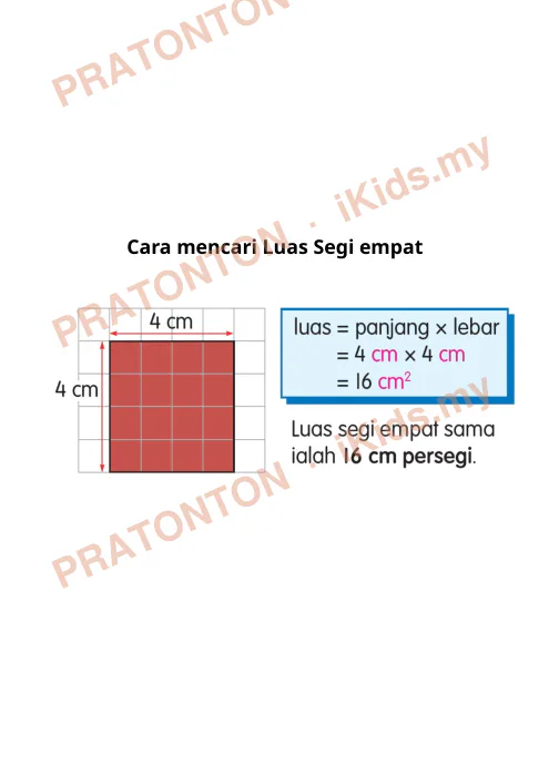 Pratonton muka 4 lembaran Nota Matematik Tahun 5 — Menentukan Luas Segi Empat — Matematik Tahun 5