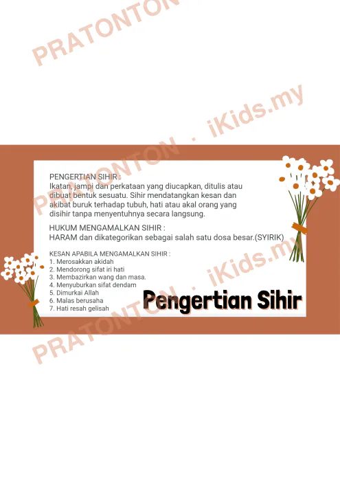 Pratonton muka 1 lembaran Nota Pendidikan Islam Tahun 5 — Pengertian Sihir — Pendidikan Islam Tahun 5