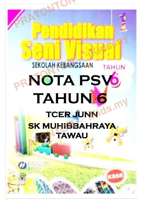 Pratonton muka 1 lembaran Nota Pendidikan Seni Visual Tahun 6 — Pendidikan Kesenian Tahun 6