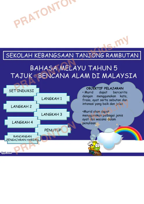 Pratonton muka 1 lembaran Nota Penulisan Bahasa Melayu Tahun 5 — Tajuk Bencana — Bahasa Melayu Tahun 5