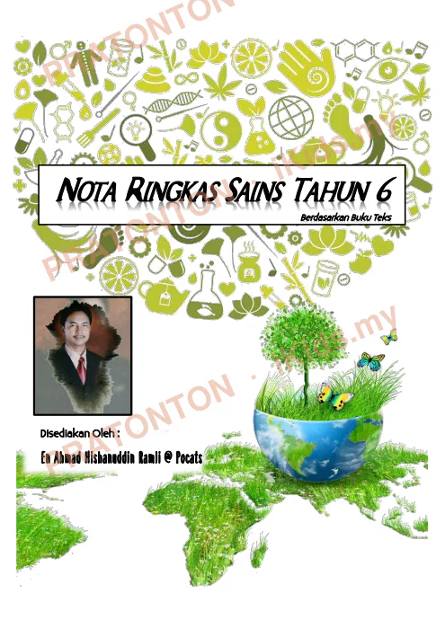 Pratonton muka 1 lembaran Nota Ringkas Sains Tahun 6 — Berdasarkan Buku Teks — Sains Tahun 6