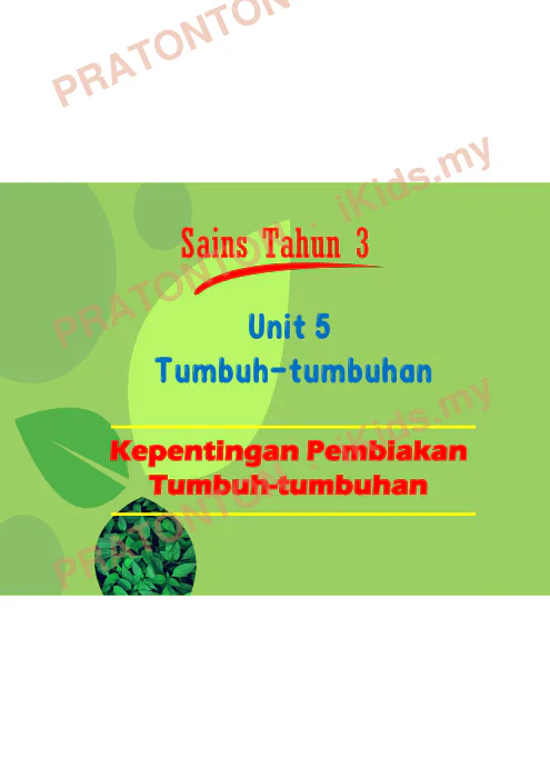 Pratonton muka 1 lembaran Nota Sains — Sains Tahun 3