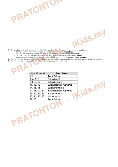 Pratonton muka 2 lembaran Nota Sains Tahun 5 — Unit 11: Bumi, Bulan dan Matahari (Ringkas) — Sains Tahun 5