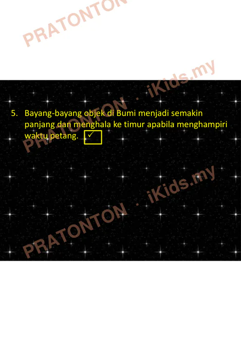 Pratonton muka 7 lembaran Nota Sains Tahun 5 — Unit 11: Bumi, Bulan dan Matahari — Sains Tahun 5