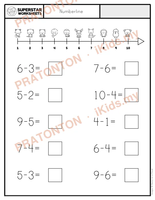 Pratonton muka 1 lembaran Numberline — Matematik Tahun 1