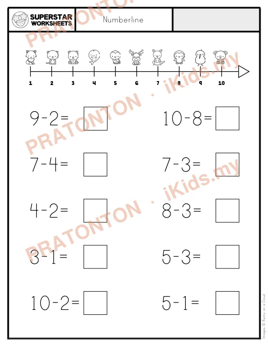 Pratonton muka 1 lembaran Numberline — Matematik Tahun 1