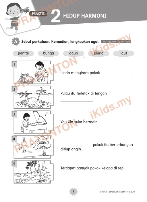 Pratonton muka 1 lembaran © Oxford Fajar Sdn. Bhd. (008974-T), 2018 — Bahasa Melayu Tahun 1