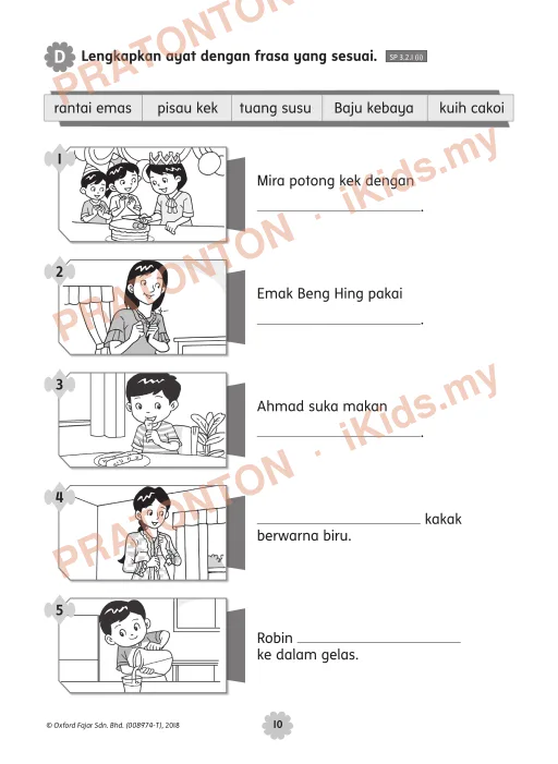 Pratonton muka 4 lembaran © Oxford Fajar Sdn. Bhd. (008974-T), 2018 — Bahasa Melayu Tahun 1