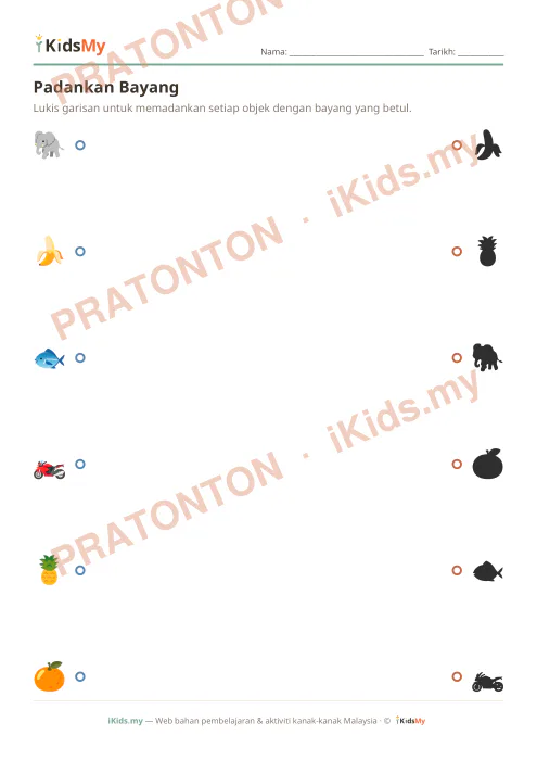 Pratonton muka 1 lembaran Padankan Bayang (Set 2) — Logik/Teka-teki Anak Istimewa