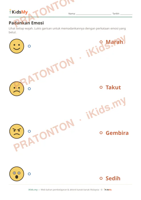 Pratonton muka 1 lembaran Padankan Emosi — Sosial & Emosi Tadika (2-6)
