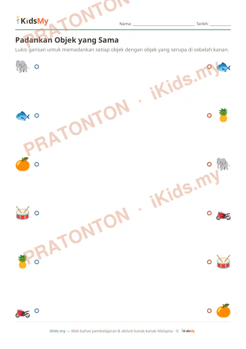 Pratonton muka 1 lembaran Padankan Objek yang Sama (Set 2) — Logik/Teka-teki Anak Istimewa