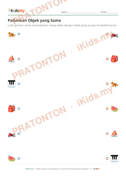 Pratonton muka 1 lembaran Padankan Objek yang Sama (Set 6) — Logik/Teka-teki Anak Istimewa