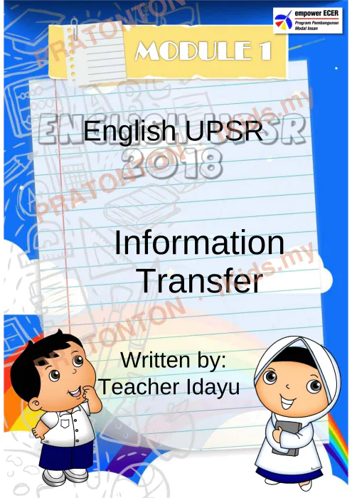 Pratonton muka 1 lembaran Panduan Bahasa Inggeris UPSR — Information Transfer — Bahasa Inggeris Tahun 6