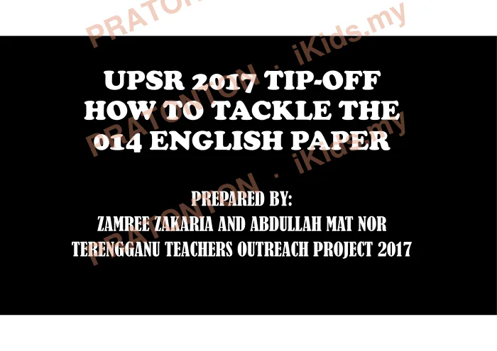 Pratonton muka 1 lembaran Panduan Menjawab Kertas Penulisan UPSR 2017 — Bahagian A — Bahasa Inggeris Tahun 6