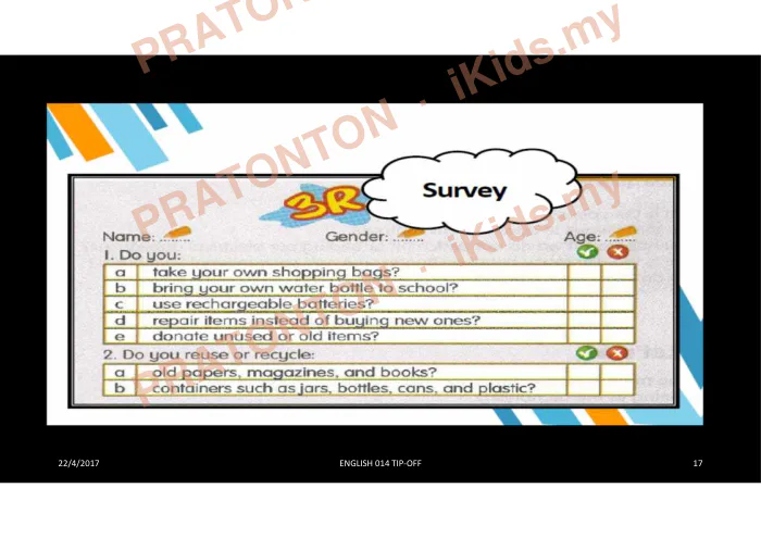 Pratonton muka 17 lembaran Panduan Menjawab Kertas Penulisan UPSR 2017 — Bahagian A — Bahasa Inggeris Tahun 6