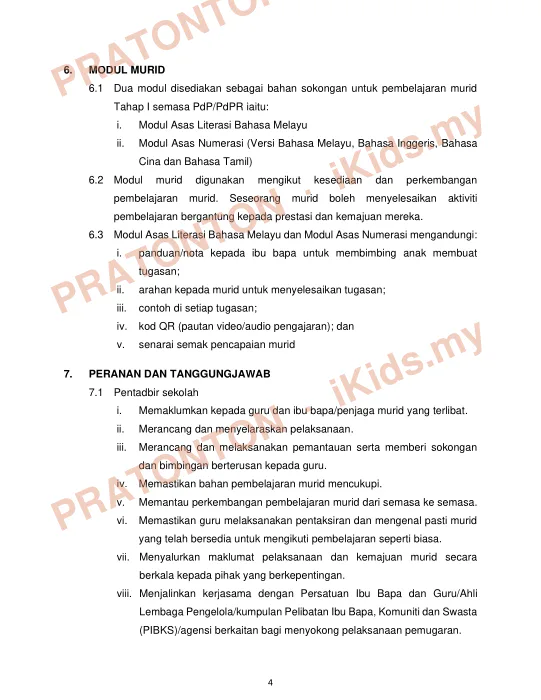 Pratonton muka 5 lembaran Panduan Umum Pelaksanaan Pemugaran Literasi dan Numerasi 2021 — Bahasa Melayu Tahun 6