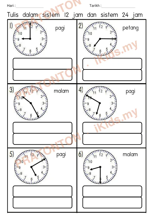 Pratonton muka 2 lembaran Part 1 Tajuk Masa dan Waktu — Matematik Tahun 4