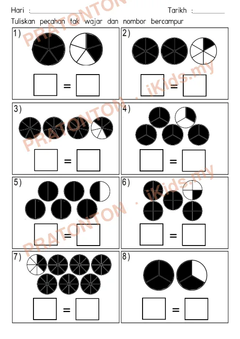 Pratonton muka 1 lembaran Part 1 Tajuk pecahan tahun 4 — Matematik Tahun 4