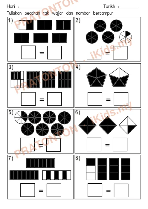 Pratonton muka 2 lembaran Part 1 Tajuk pecahan tahun 4 — Matematik Tahun 4