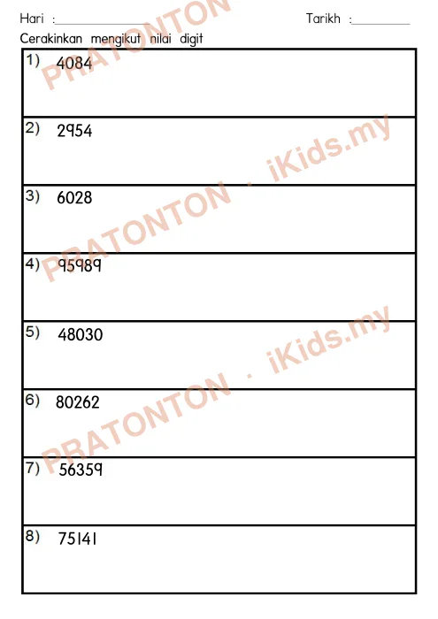 Pratonton muka 2 lembaran Part 2 Tajuk NOMBOR DAN OPERASI — Matematik Tahun 4