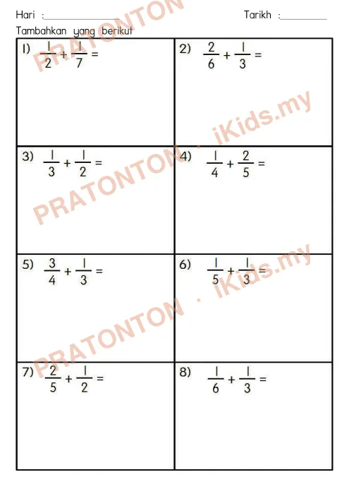 Pratonton muka 2 lembaran Part 2 Tajuk pecahan tahun 4 — Matematik Tahun 4